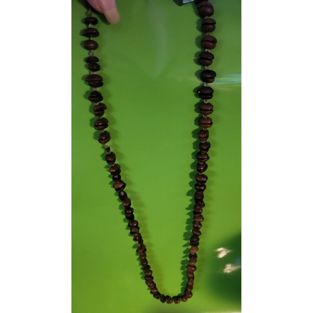 Rare & Unique 1 Of A Kind Coffee Bean Necklace, hand made-El Salvador-1970's-17"